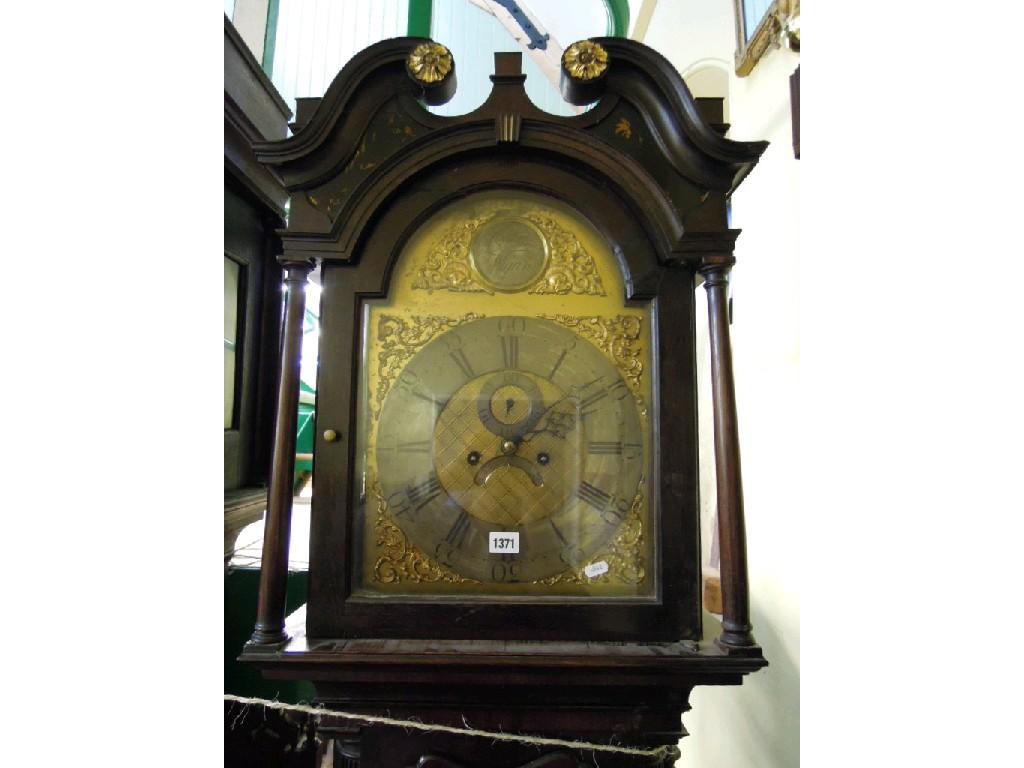 Appraisal: A Georgian oak longcase clock the architectural hood with broken