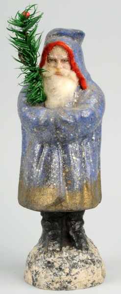 Appraisal: Paper Mache Christmas Santa Candy Container Description Wearing blue coat