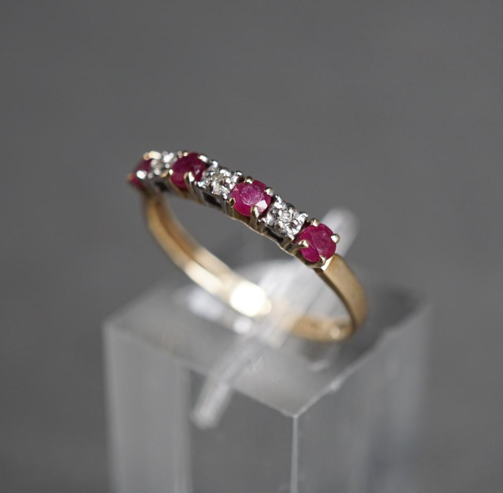 Appraisal: -KARAT YELLOW-GOLD RUBY AND DIAMOND RING GROSS DWT SIZE -Karat