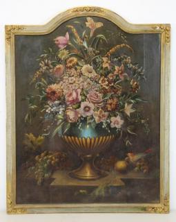 Appraisal: th C Oil on Canvas Decorative Still Life with Large