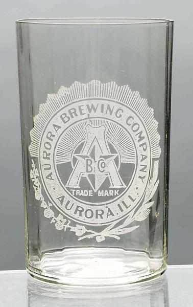 Appraisal: Aurora Brewing Co Acid-Etched Beer Glass Paneled version Rim is