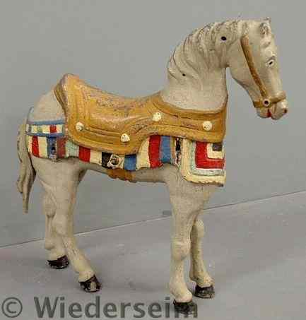 Appraisal: Unusual cast metal carousel horse c 's with paint decoration