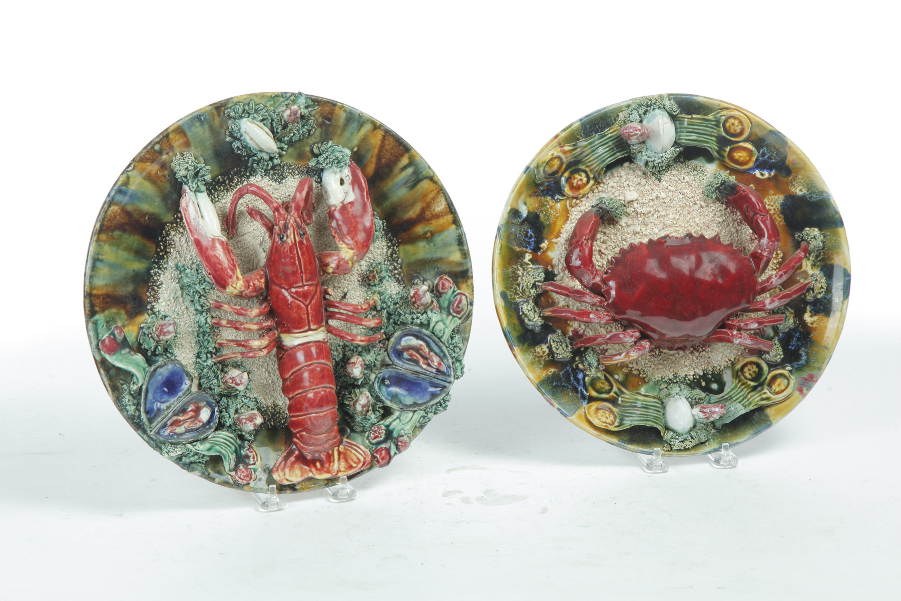 Appraisal: TWO EUROPEAN PALLISY MAJOLICA PLATES First half- th century Similar