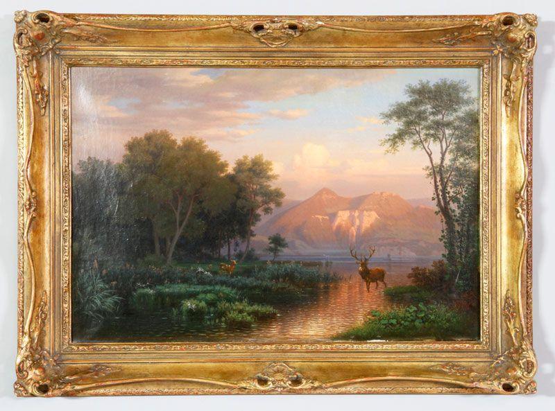 Appraisal: - Landscape with Forest and Mountains O C Landscape with