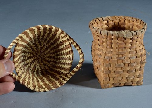 Appraisal: AFRICAN AMERICAN MINIATURE BASKET GROUPmost likely made by Annabella who