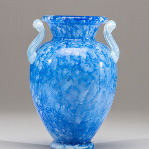 Appraisal: Steuben American Early th Century Vase with Handles Cluthra glass