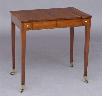 Appraisal: GEORGE III INLAID MAHOGANY GAMES TABLE The top with sliding