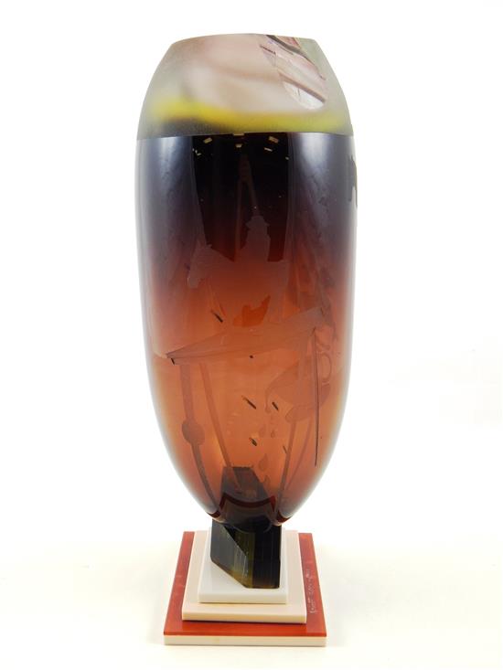 Appraisal: Robert Clark Palusky American b modern art glass sculpture translucent