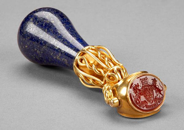 Appraisal: A lapis lazuli and gold seal second half th century