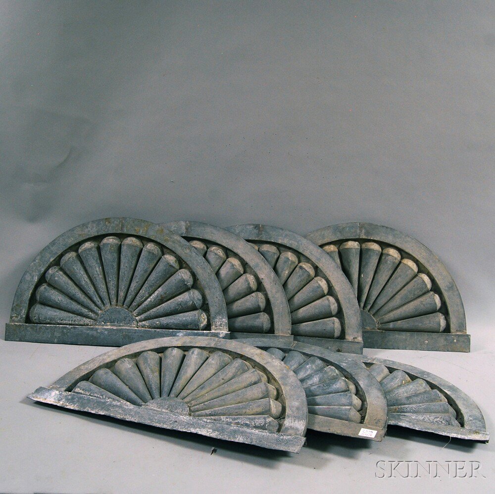 Appraisal: Seven Zinc Demilune Fan Architectural Elements ht wd in Estimate