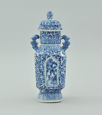 Appraisal: A Chinese Kangxi Blue and White Vase with Lid Measuring