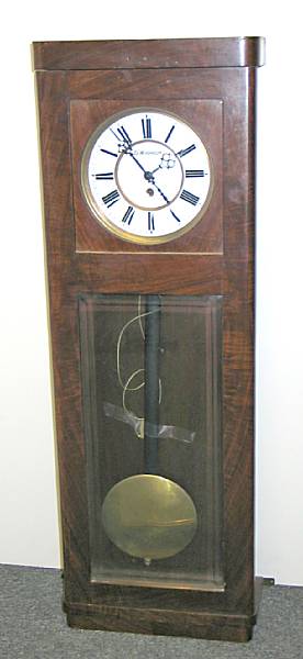 Appraisal: A Vienna mahogany regulator wall clock circa The enamel dial