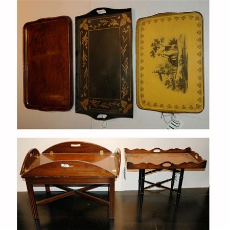 Appraisal: Two Georgian Style Mahogany Butler's Trays on Stands Together with