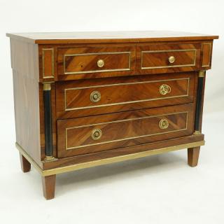 Appraisal: th Century Italian Empire Style Walnut Chest of Drawer Bronze