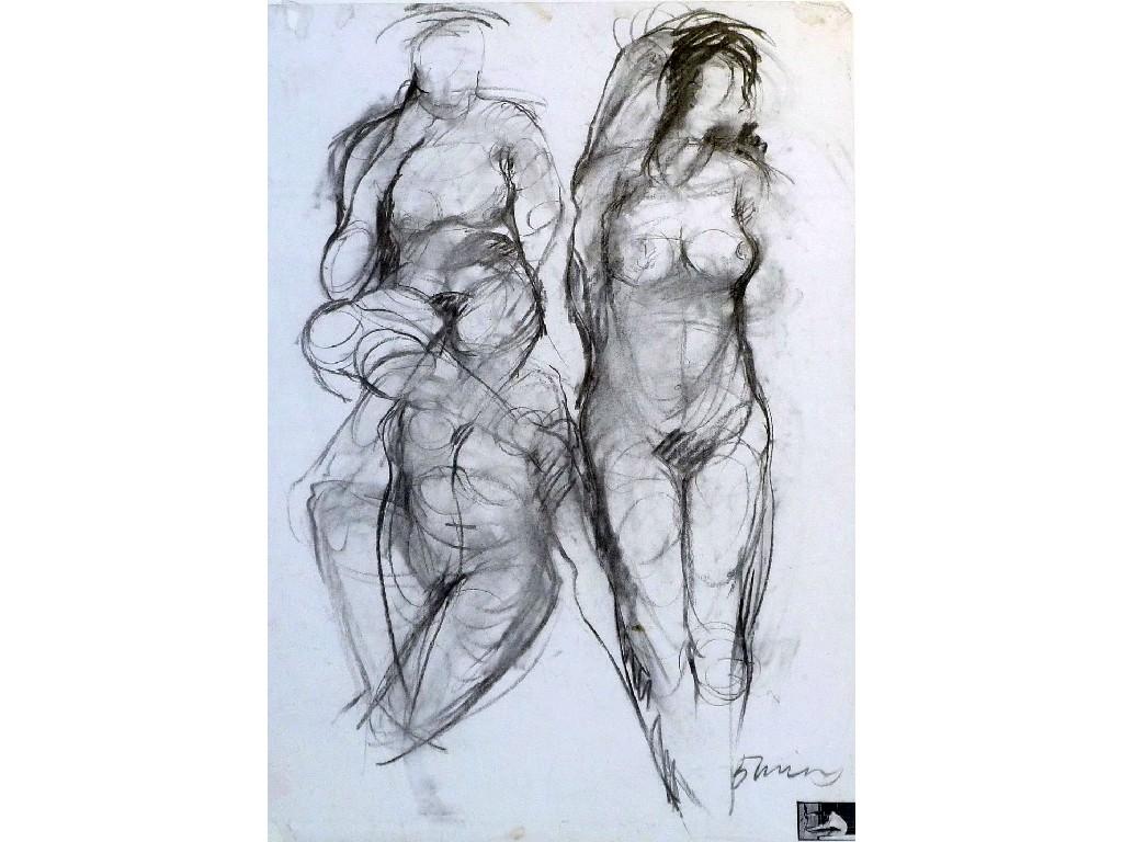 Appraisal: HANNAH TAYLOR twentieth century CHARCOAL DRAWINGThree nude female figures signed