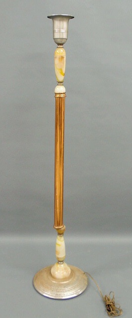 Appraisal: Art Deco standing floor lamp copper and glass h