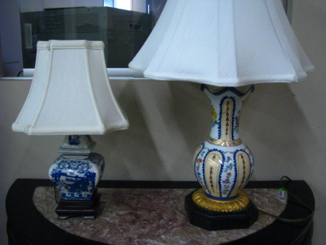 Appraisal: Two decorative porcelain table lamps oriental design and traditional floral