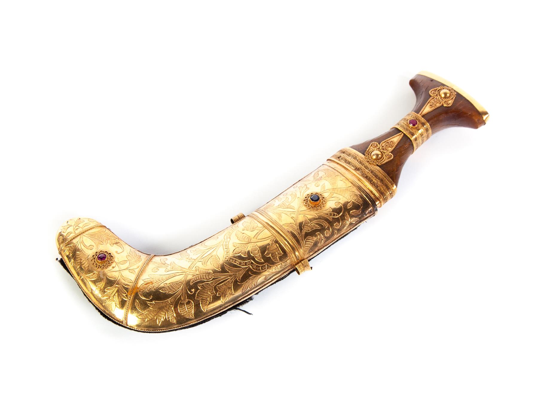 Appraisal: DECORATIVE MIDDLE EASTERN DAGGER Second half- th century Gold filled