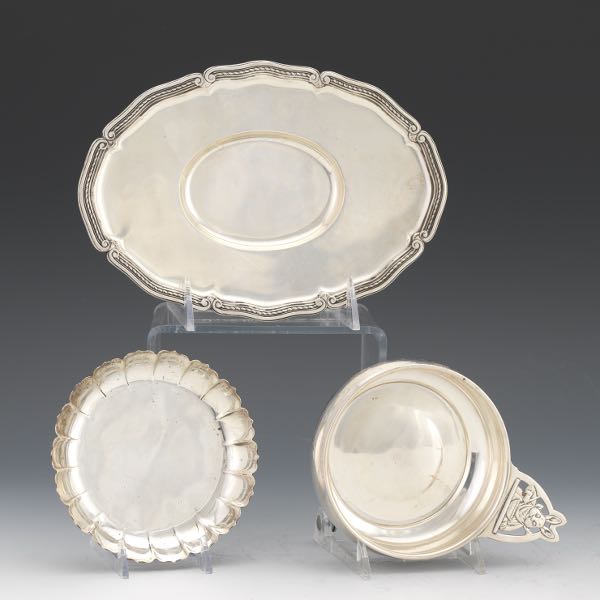 Appraisal: THREE STERLING SILVER DISHES One Webster sterling silver porringer with