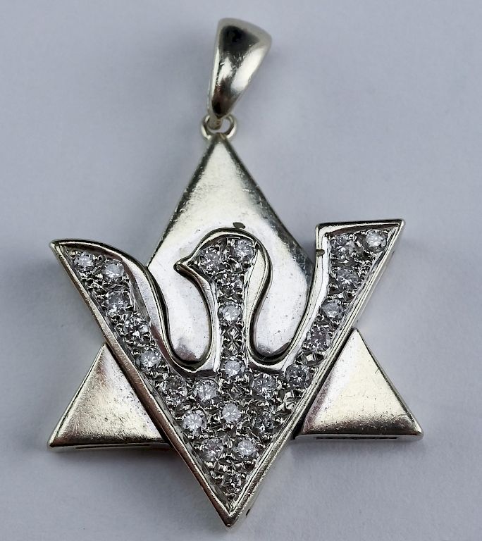 Appraisal: VTG K White Gold Diamond Star Of David Pendant Fine