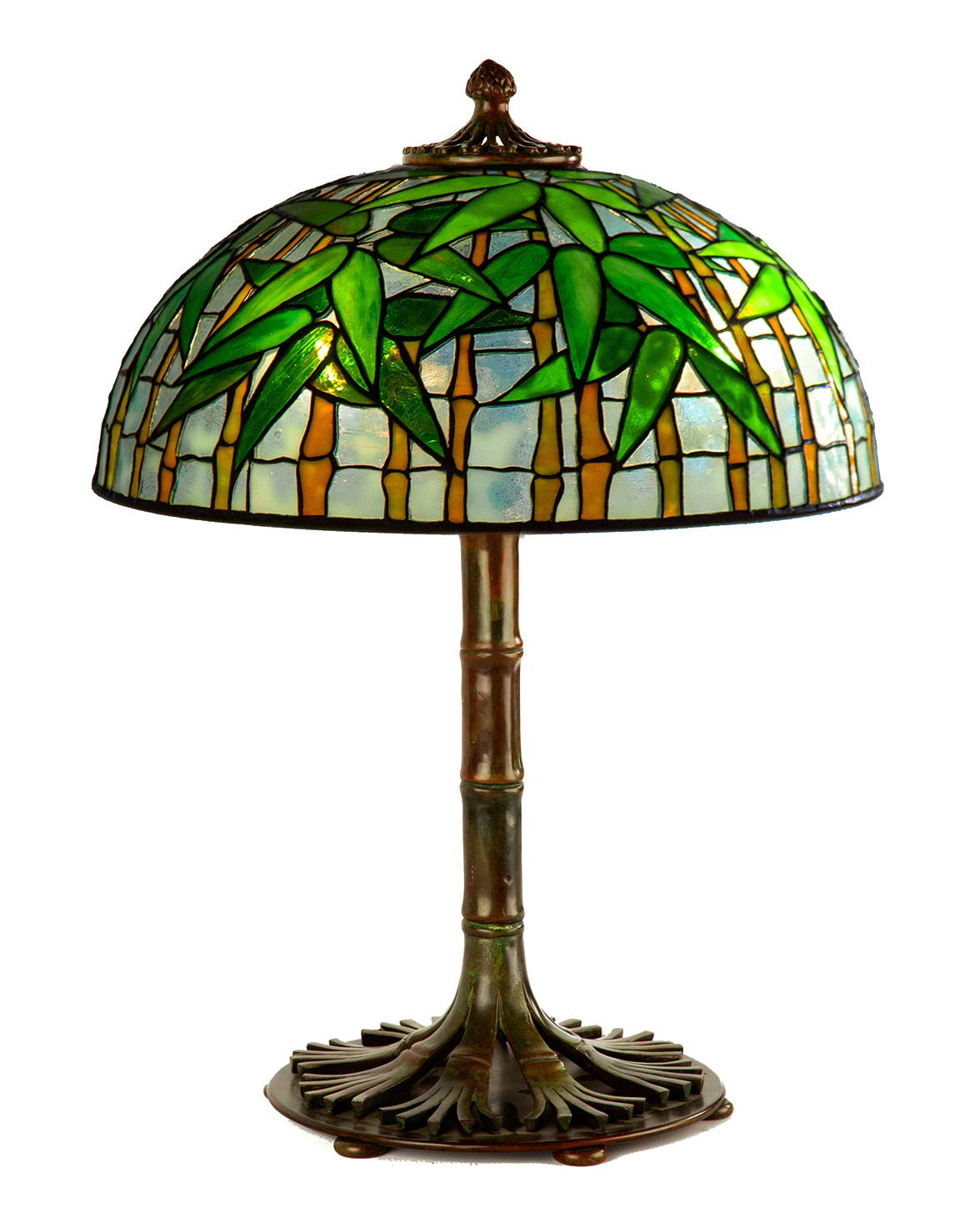 Appraisal: TIFFANY STUDIOS NEW YORK BAMBOO TABLE LAMP circa leaded glass