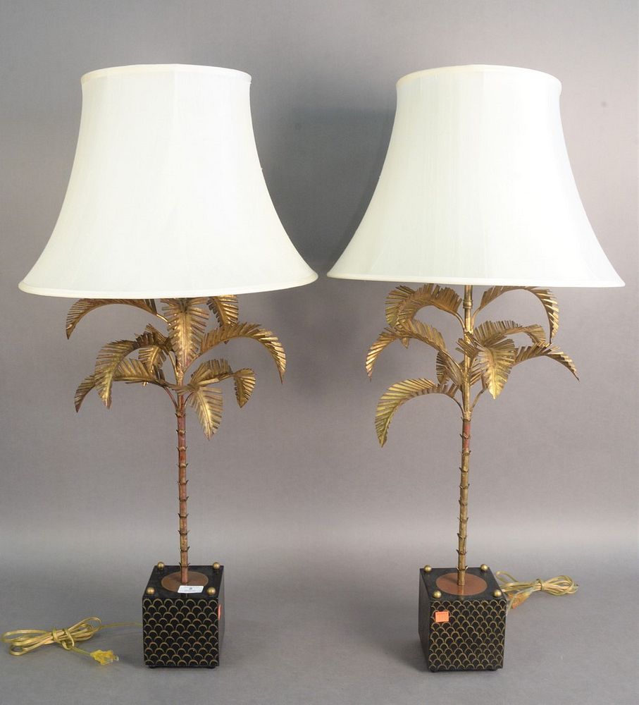 Appraisal: Pair of Palm Tree Lamps having gilt metal tree on