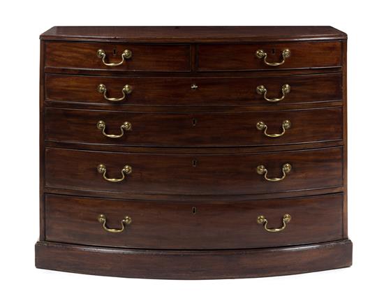 Appraisal: Sale Lot A George III Mahogany Bowfront Chest of Drawers