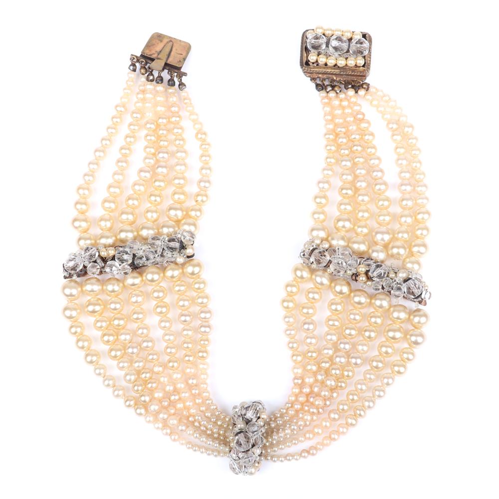 Appraisal: COPPOLA E TOPPO MULTI STRAND GRADUATED FAUX PEARL COLLAR NECKLACE