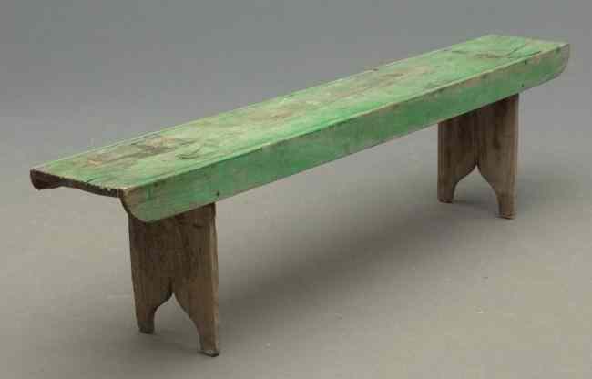 Appraisal: th c bootjack bench in green paint '' Length