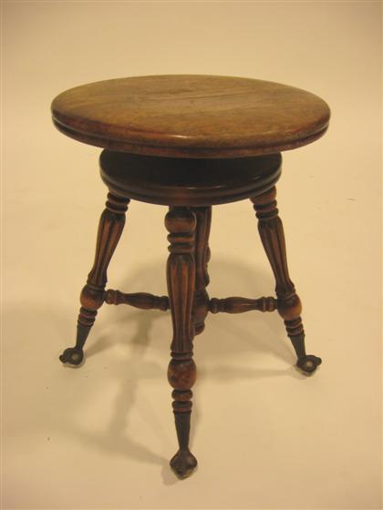 Appraisal: Victorian walnut piano stool late th century With circular molded