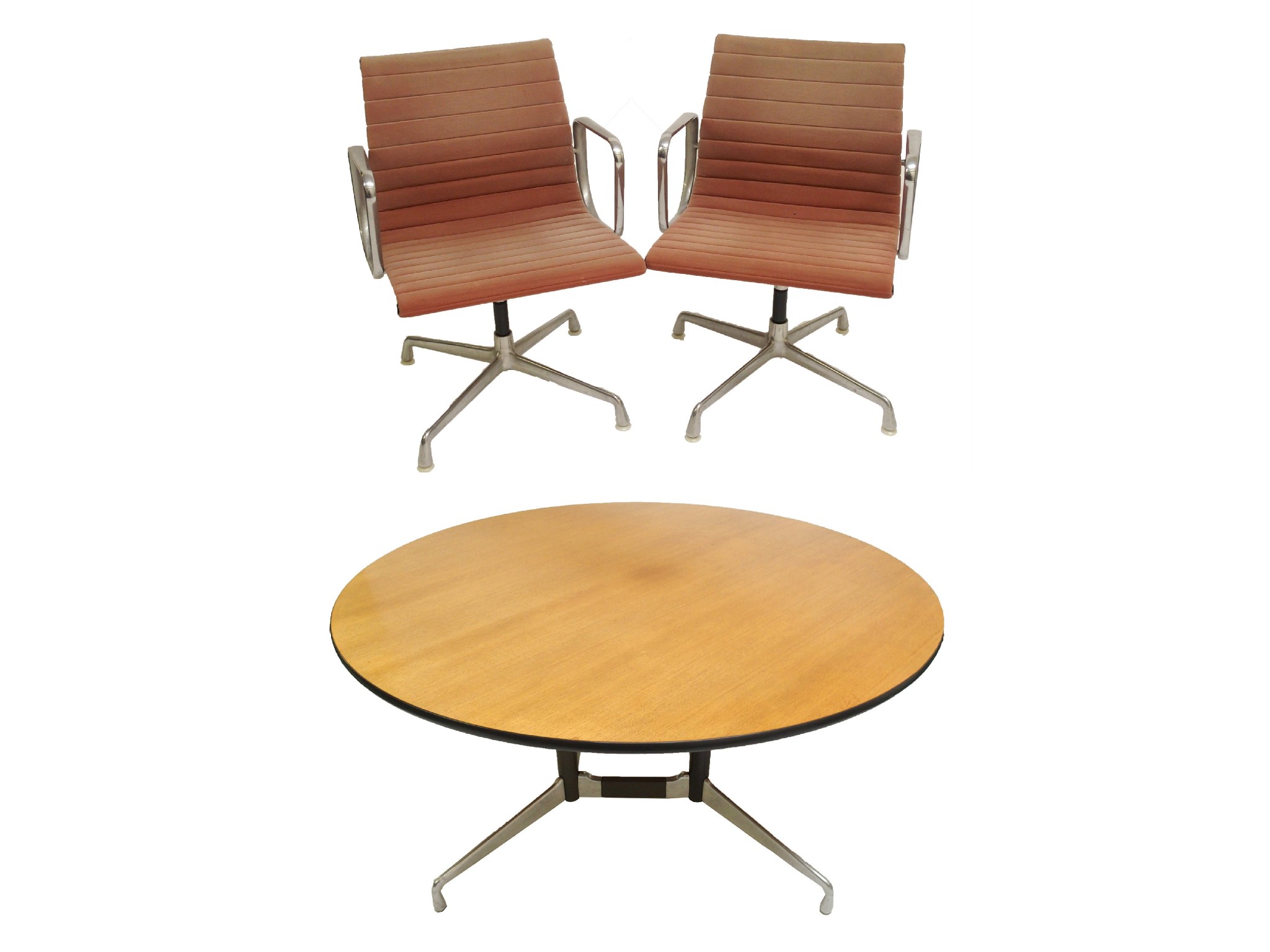 Appraisal: A set of eight Charles Eames ribbed velour and aluminium