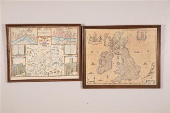 Appraisal: TWO EARLY MAPS OF ENGLAND Includes John Speed's Midle-Sex sic