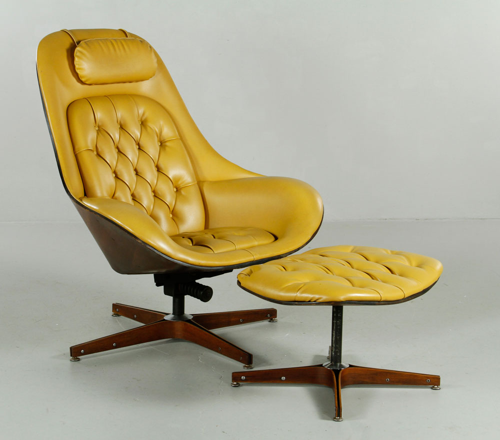 Appraisal: - Mulhauser for Plycraft Chair and Ottoman Mulhauser for Plycraft