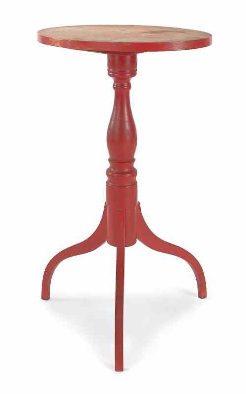 Appraisal: New Hampshire painted pine and maple candlestand ca with an