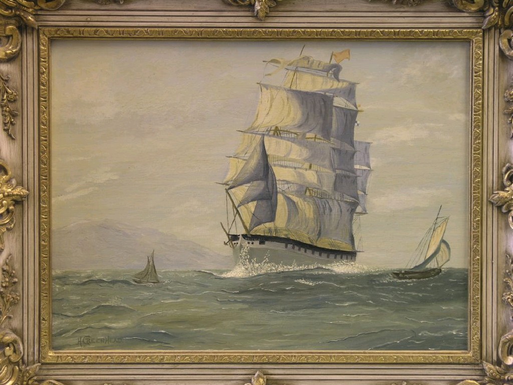 Appraisal: H Greenhead - oil on board view of a galleon