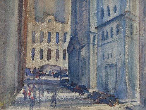 Appraisal: DOLICE Leon American - New York City Watercolor '' x