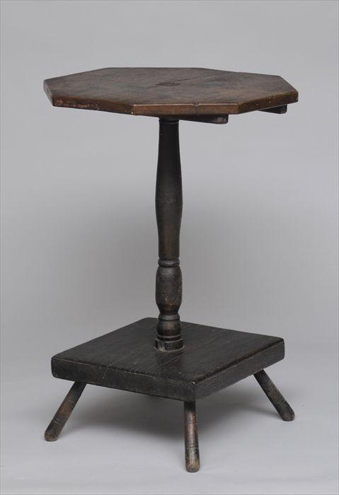 Appraisal: PAINTED WOOD CANDLESTAND The octagonal top over turned standard rising