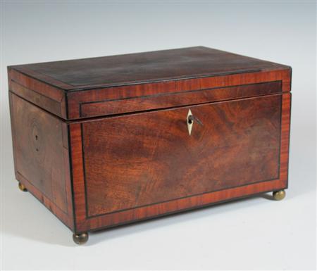 Appraisal: A th century mahogany and ebony strung work box of