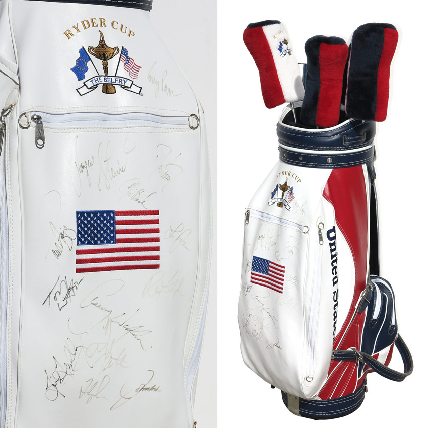 Appraisal: AUTOGRAPHED SIGNED RYDER CUP GOLF BAG CLUBS United States Ryder