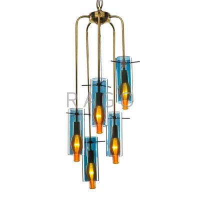 Appraisal: HANS-AGNE JAKOBSSON b Chandelier Sweden s Brass glass five sockets