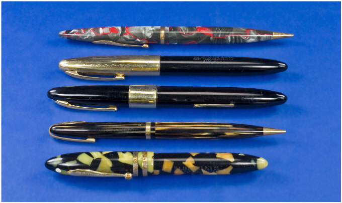 Appraisal: Sheaffer Three Sheaffer Balance fountain pens and two pencils One