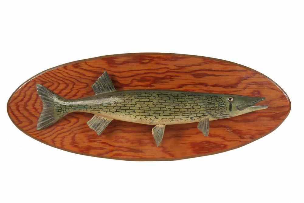 Appraisal: FISH CARVING - Carved and Painted Wood Fish Plaque of