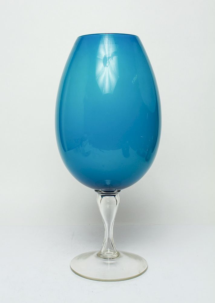 Appraisal: Mid-Century Empoli Oversize Glass Snifter Goblet Mid-century modern Empoli oversize