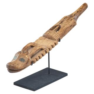 Appraisal: NORTHWEST COAST HALIBUT HOOK Figural carved and mounted on fitted