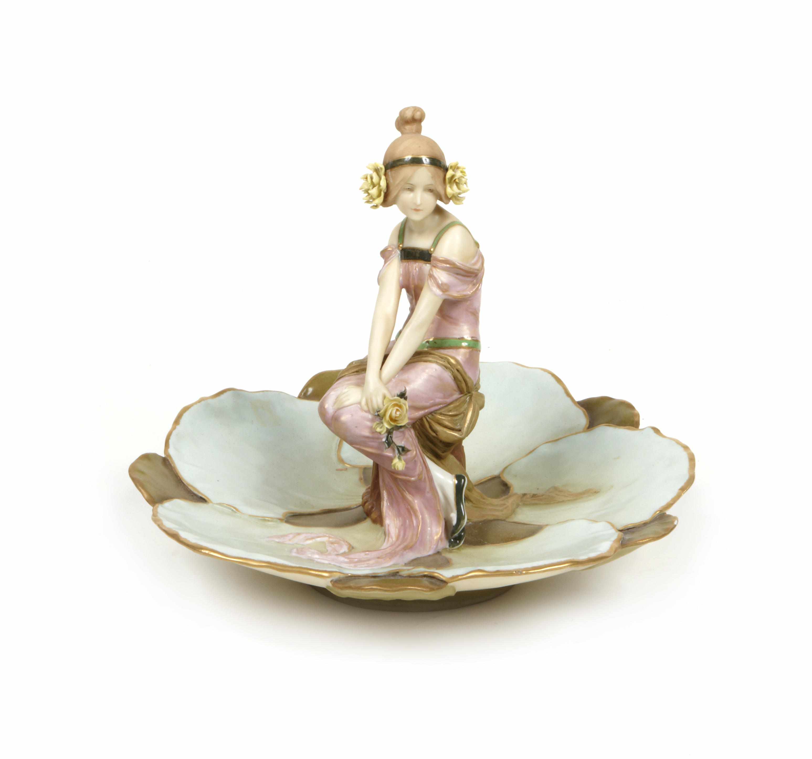 Appraisal: An Ernst Wahliss porcelain figural center bowl circa stamped on