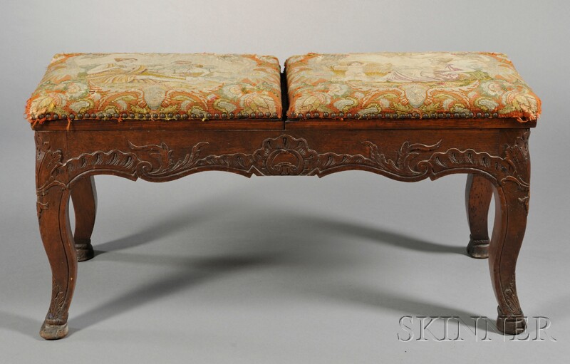 Appraisal: Italian Upholstered Bench th century and later tapestry-upholstered top with