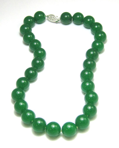 Appraisal: GREEN CHRYSOPRASE BEAD NECKLACE - inches in length strung with