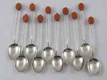 Appraisal: A set of ten silver coffee beans spoons Birmingham