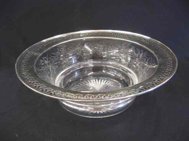 Appraisal: Sterling Silver Cut Glass Bowl rock crystal style floral cutwork