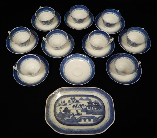 Appraisal: ASIAN twenty pieces Small rectangular blue and white Cantonware serving